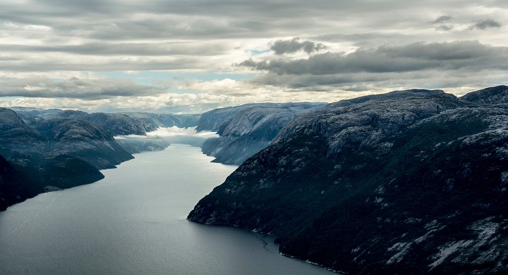 Lysefjorden, Norway. Original public domain image from Wikimedia Commons