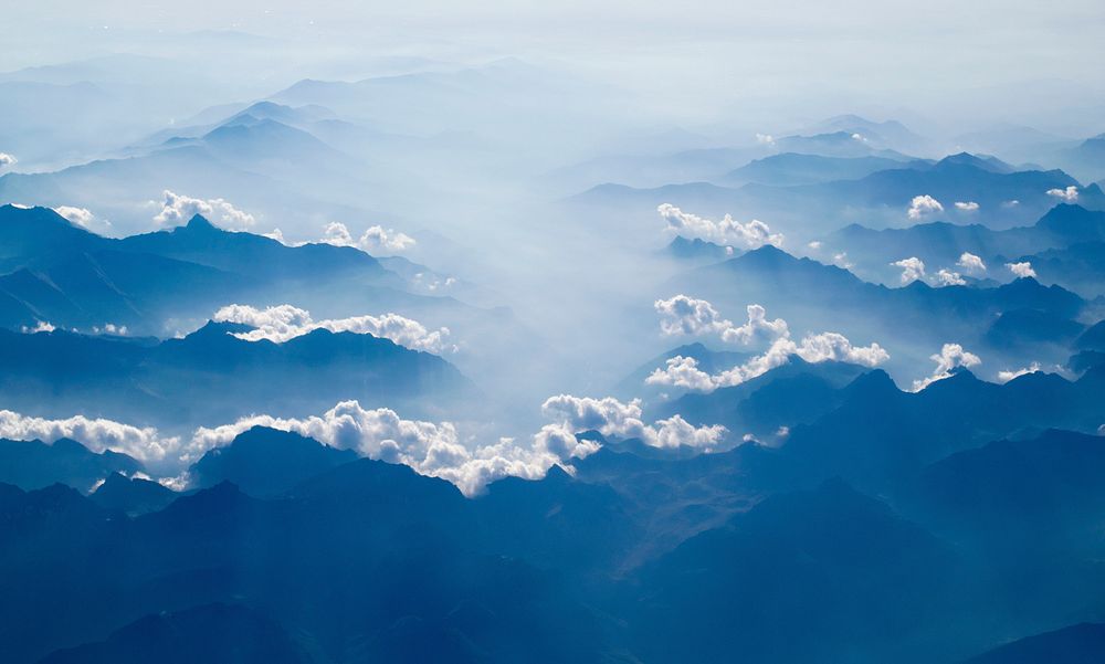 Cloudy mountain. Original public domain image from Wikimedia Commons