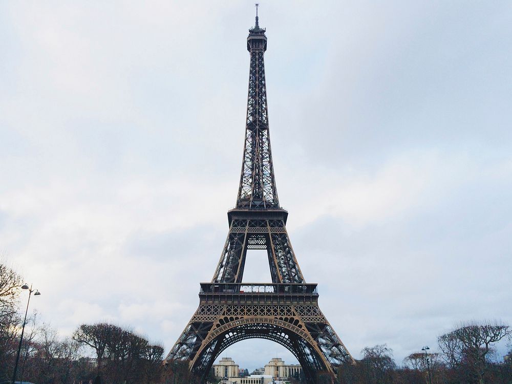 Eiffel Tower at Faubourg Saint-Germain, Paris, France. Original public domain image from Wikimedia Commons