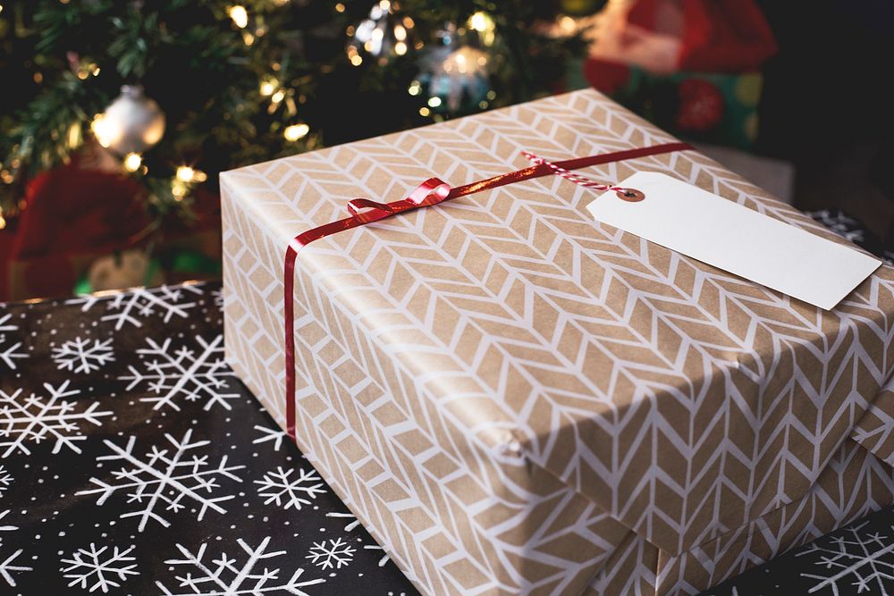 Gift box for Christmas. Original public domain image from Wikimedia Commons