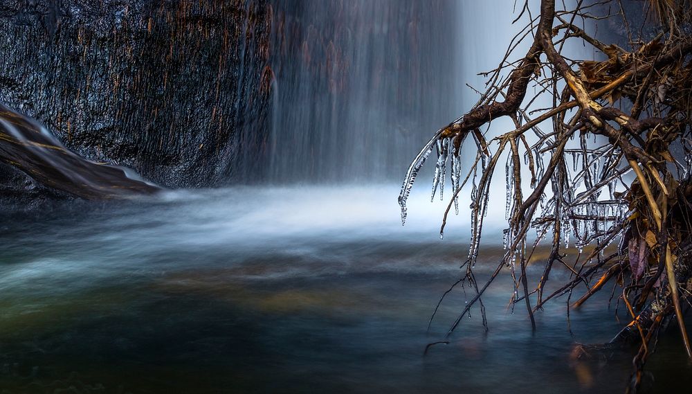 Winter Waterfall. Original public domain image from Wikimedia Commons