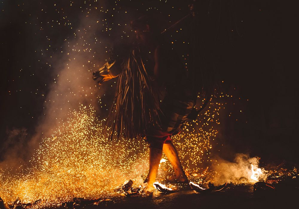 Person walking on fire, Ubud, Indonesia. Original public domain image from Wikimedia Commons