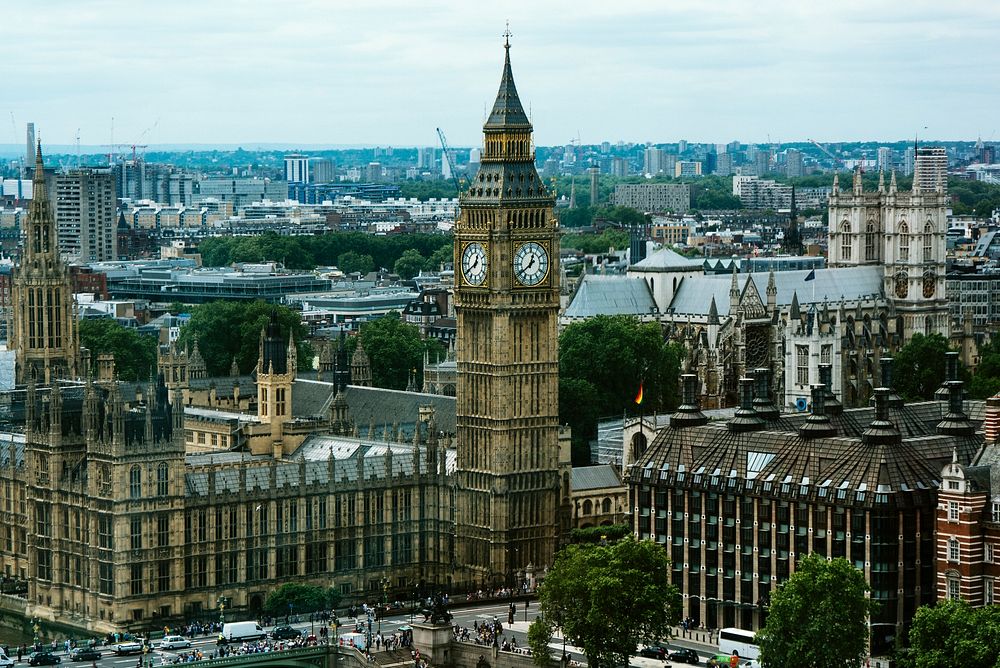 Big Ben, London, United Kingdom. Original public domain image from Wikimedia Commons