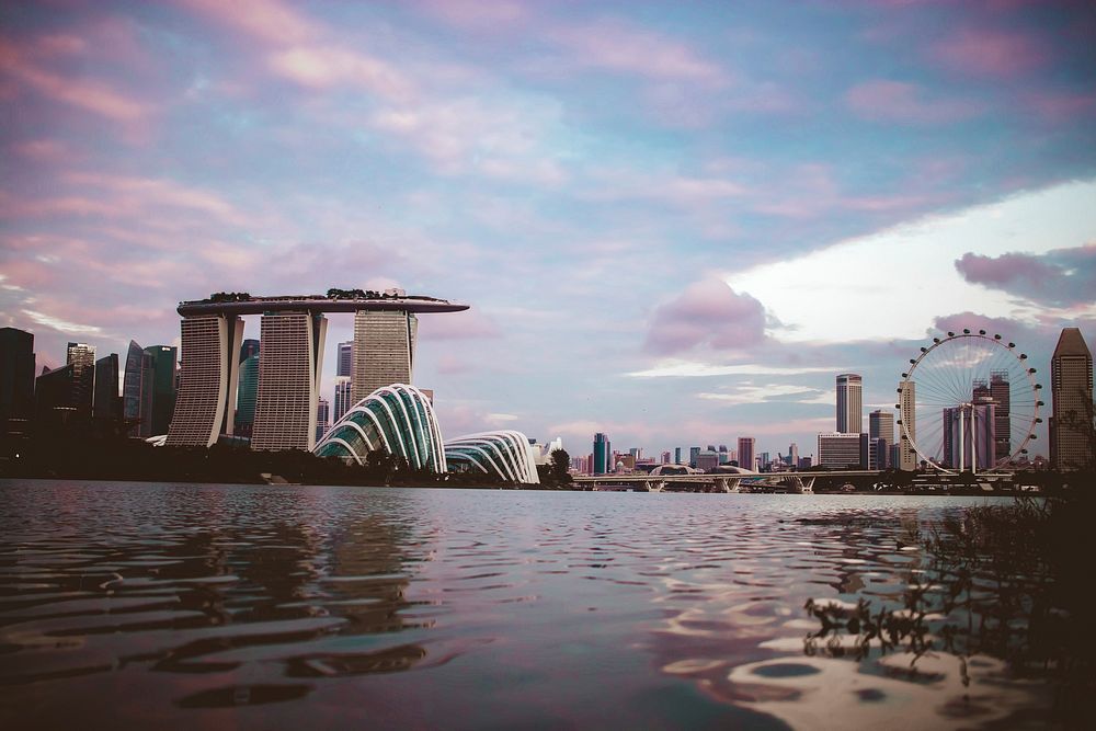 Sunrise view of Marina Bay Sands, Singapore. Original public domain image from Wikimedia Commons