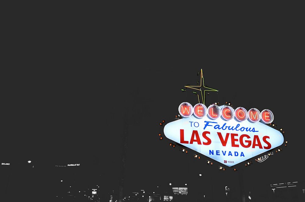 Welcome to Las Vegas. Original public domain image from Wikimedia Commons