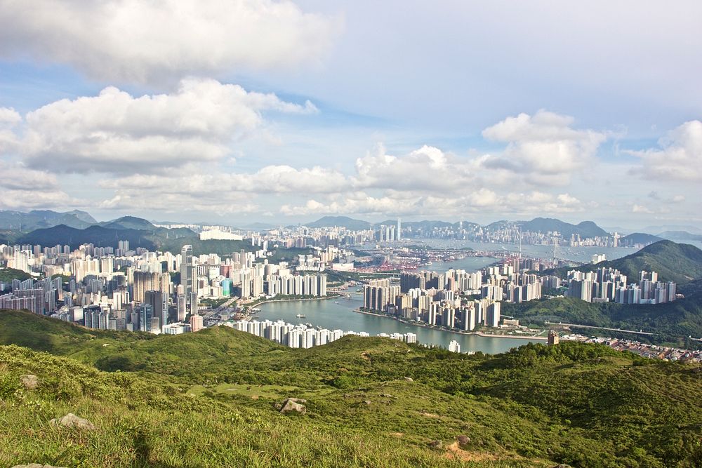 City view from a mountain. Original public domain image from Wikimedia Commons