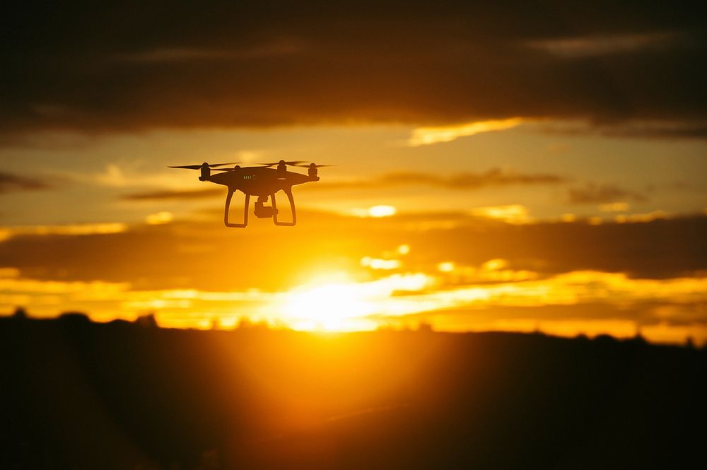 Drone flying. Original public domain image from Wikimedia Commons