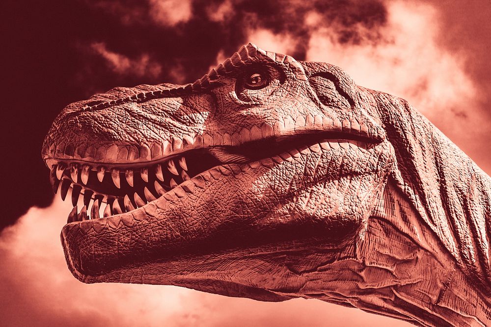 Red dinosaur, historical creature background. Original public domain image from Wikimedia Commons