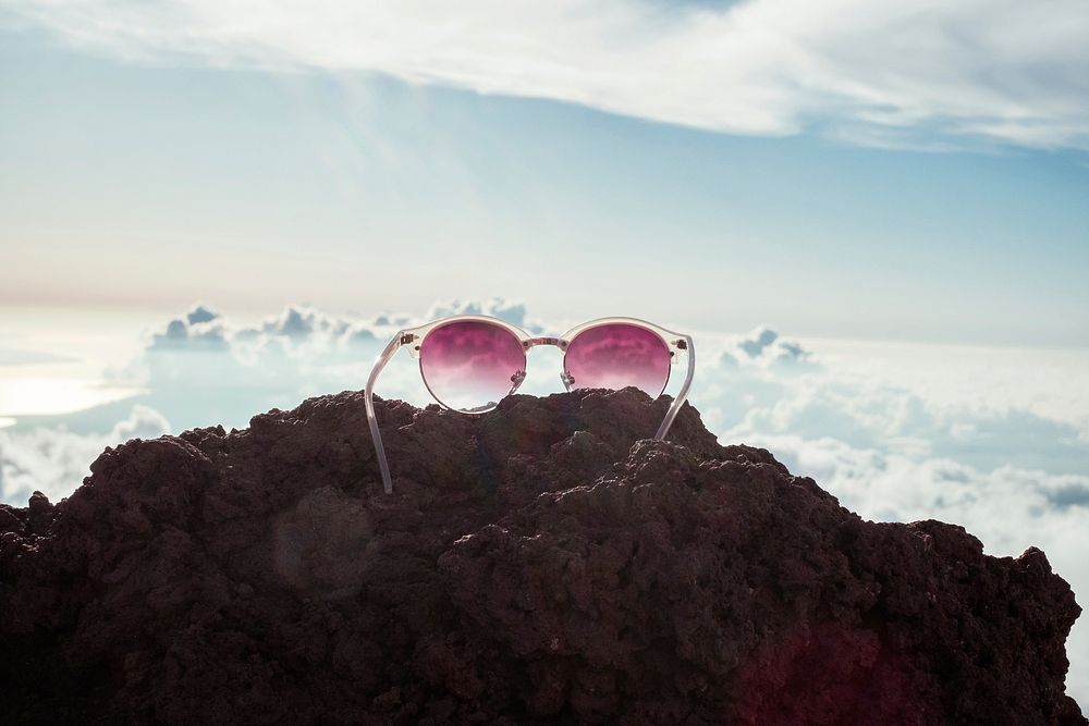 Sunglass at the top of the mountain. Original public domain image from Wikimedia Commons