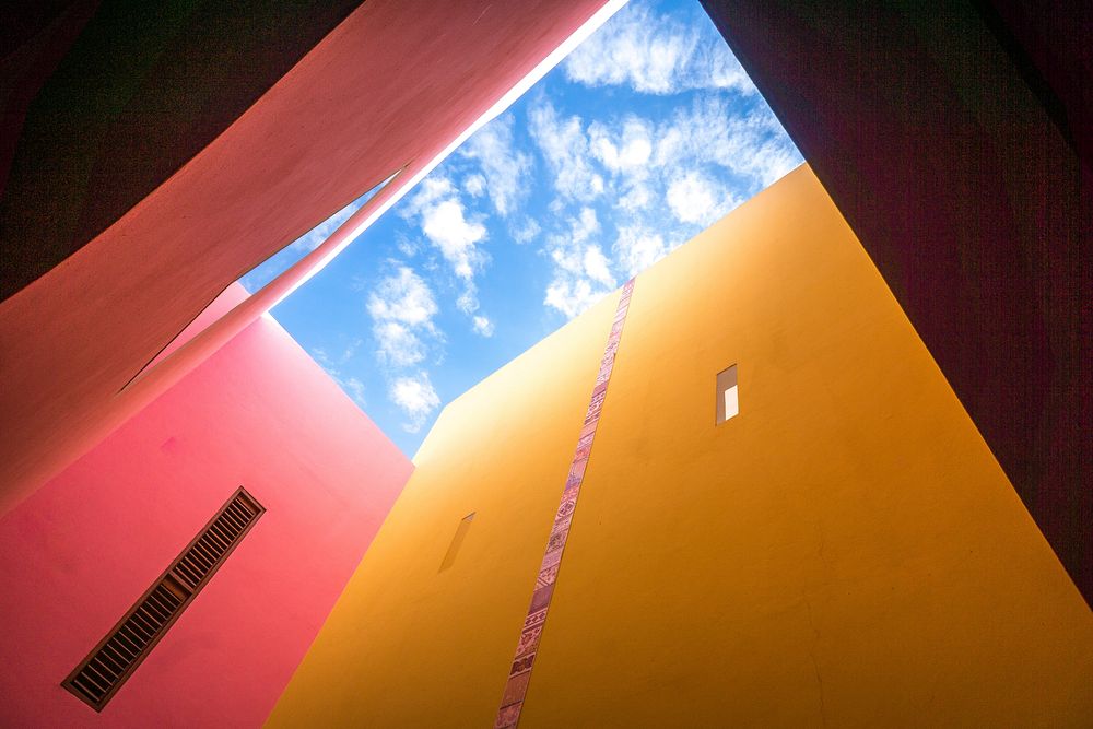 Stayed in this incredibly colorful hotel in Merida, Mexico. Original public domain image from Wikimedia Commons