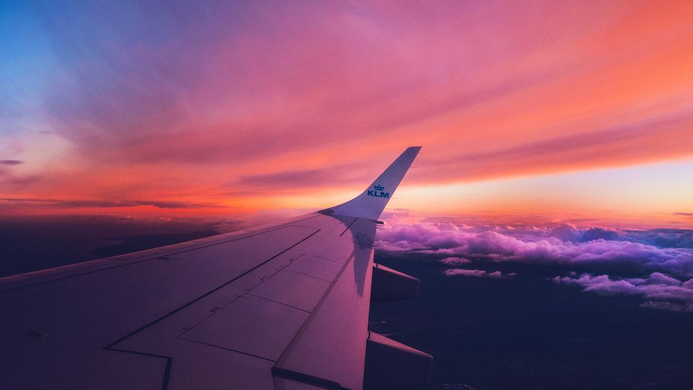 Red purple sky, view from the plane. Original public domain image from Wikimedia Commons