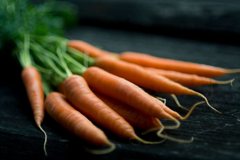Carrots laying on a table in Wien. Original public domain image from Wikimedia Commons