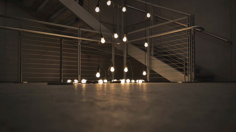 Light bulbs in a modern building. Original public domain image from Wikimedia Commons