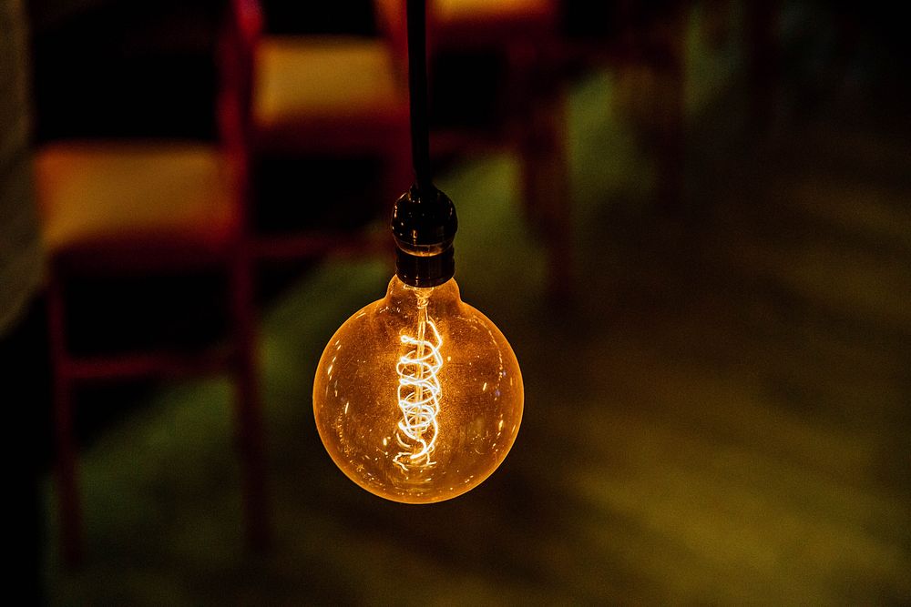 A vintage style lightbulb. Original public domain image from Wikimedia Commons