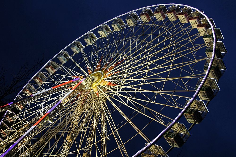 Ferris wheel at night. Original public domain image from Wikimedia Commons