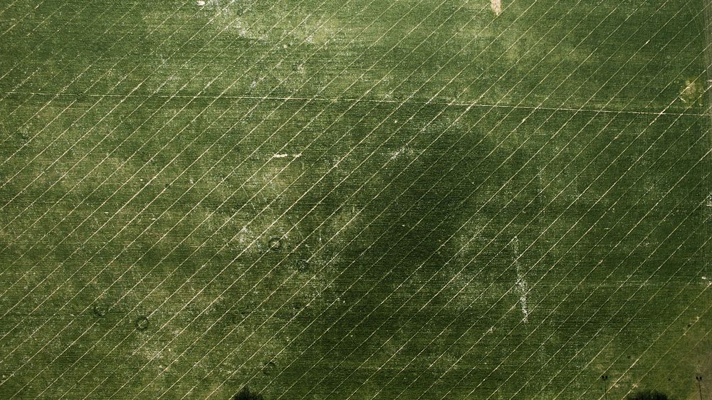 A sports field from above. Original public domain image from Wikimedia Commons