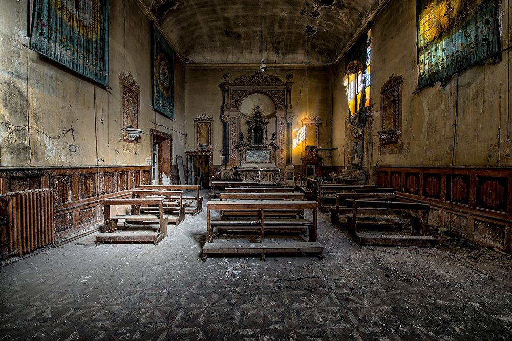 Abandoned church in Italy. Original public domain image from Wikimedia Commons