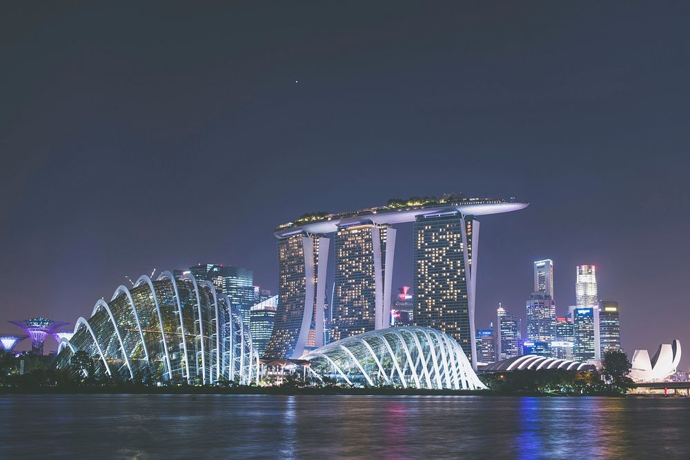 Singapore Skyline. Original public domain image from Wikimedia Commons