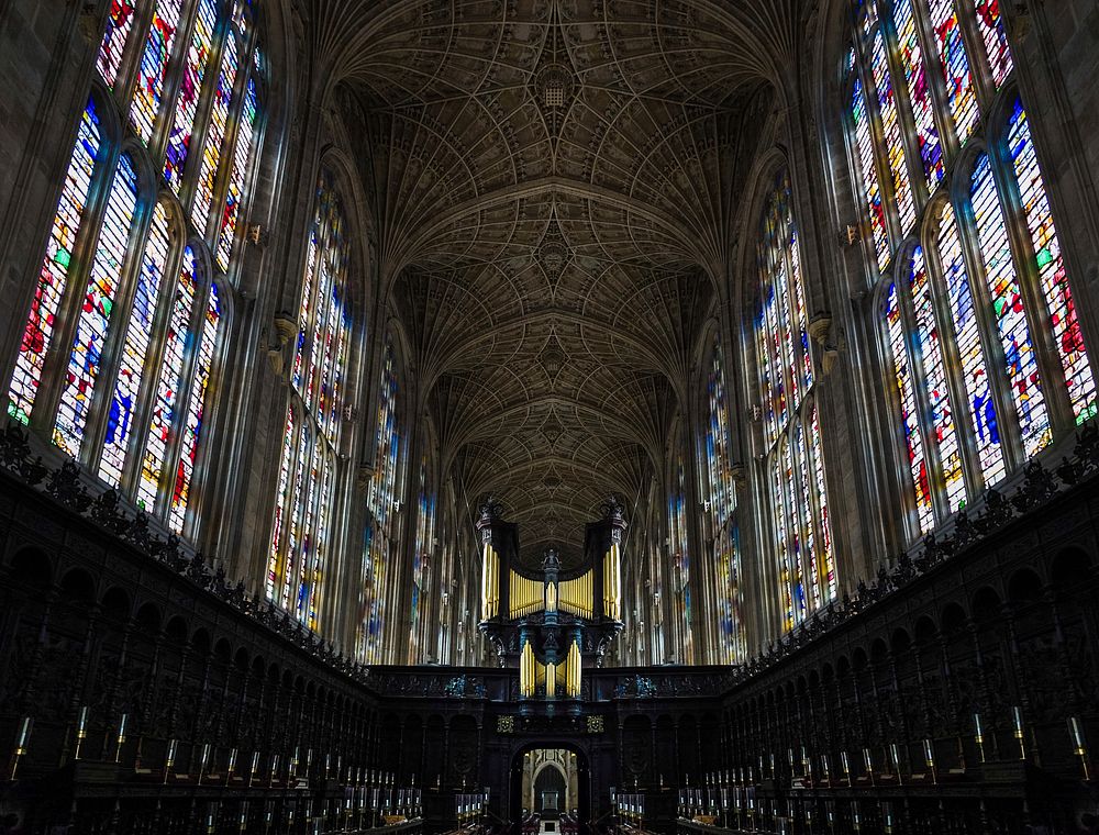 Kings college chapel, Cambridge. Original public domain image from Wikimedia Commons