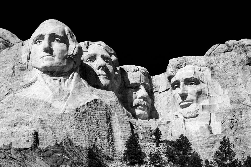 Mt. Rushmore during daytime. Original public domain image from Wikimedia Commons