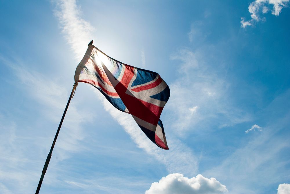 Union Flag in the wind.. Original public domain image from Wikimedia Commons