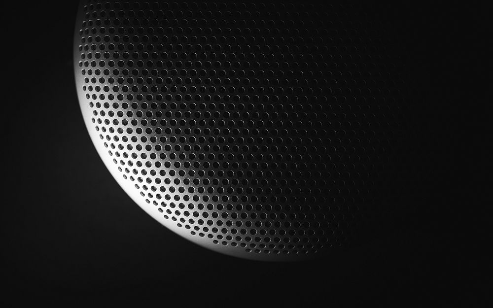 Black and white macro of digital dots on speaker or microphone, Province of Cremona. Original public domain image from…