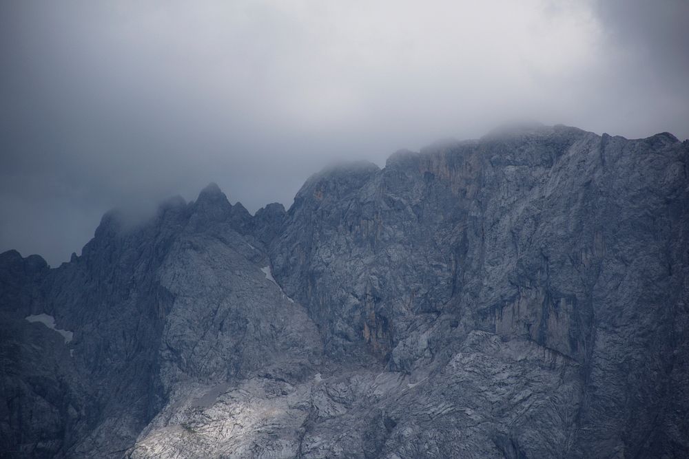 Gray rocky mountainside in Eibsee. Original public domain image from Wikimedia Commons