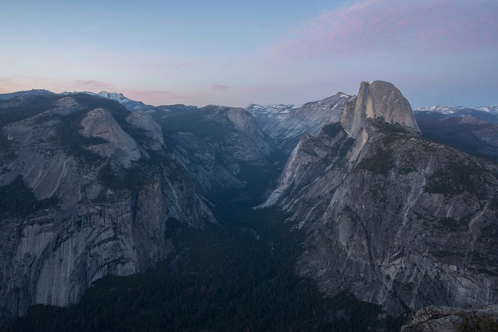 High view of Yosemite Valley in the afternoon. Original public domain image from Wikimedia Commons