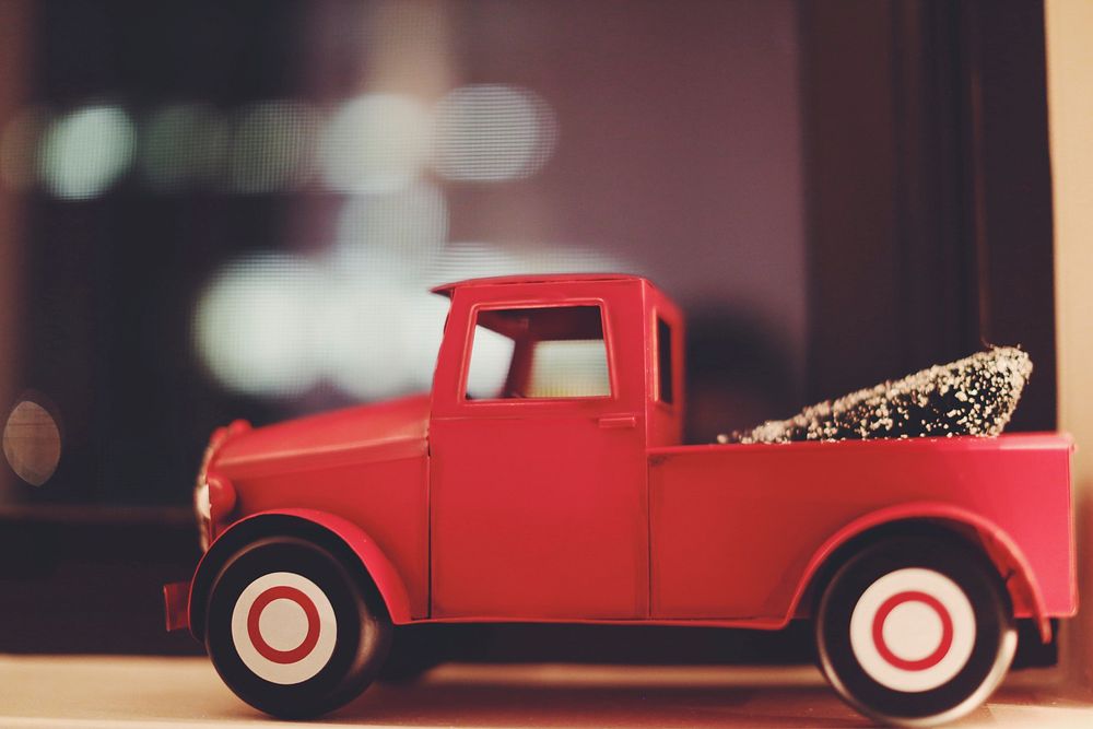 Red truck model toy. Original public domain image from Wikimedia Commons
