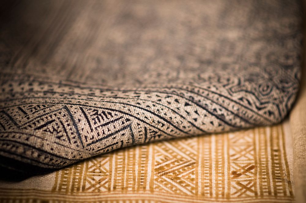 Batik scarf printing. Original public domain image from Wikimedia Commons