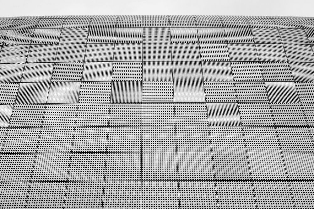 Black and white shot of geometric square tile pattern in Katowice. Original public domain image from Wikimedia Commons