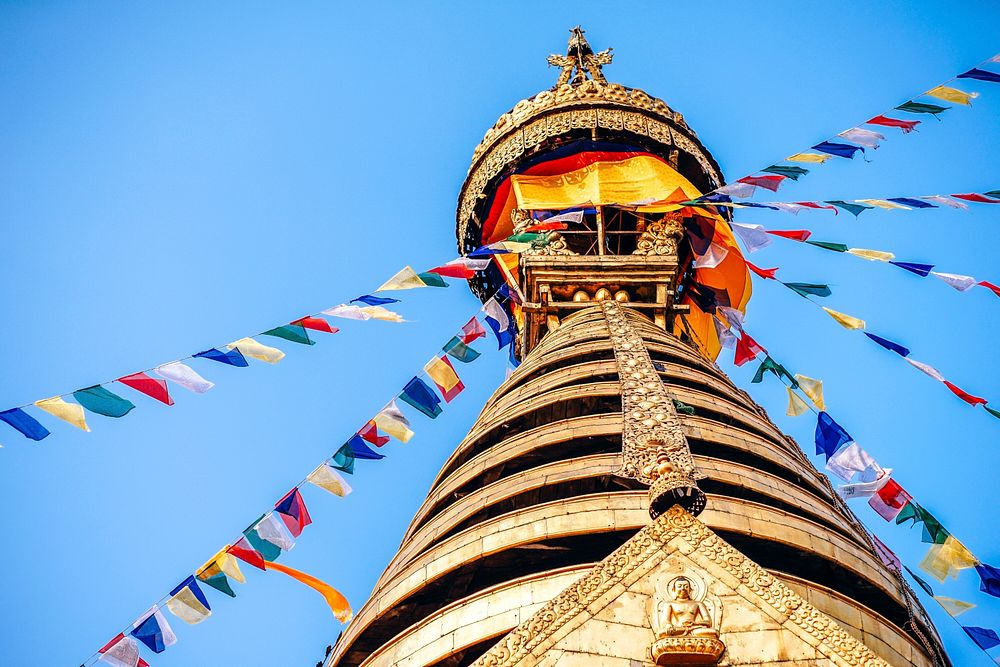 Swayambhu Mahachaitya, Kathmandu, Nepal. Original public domain image from Wikimedia Commons