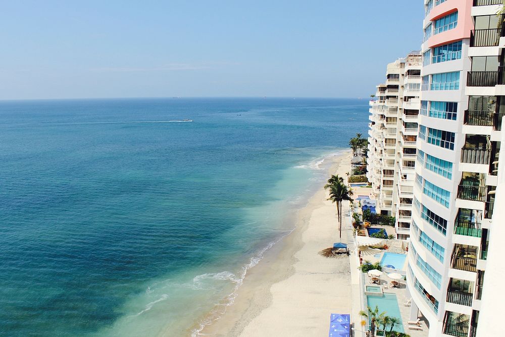 Hotels by the beach. Original public domain image from Wikimedia Commons