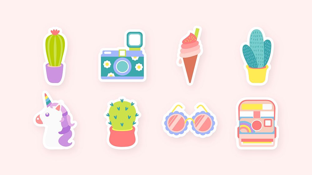 Cute sticker collection vector