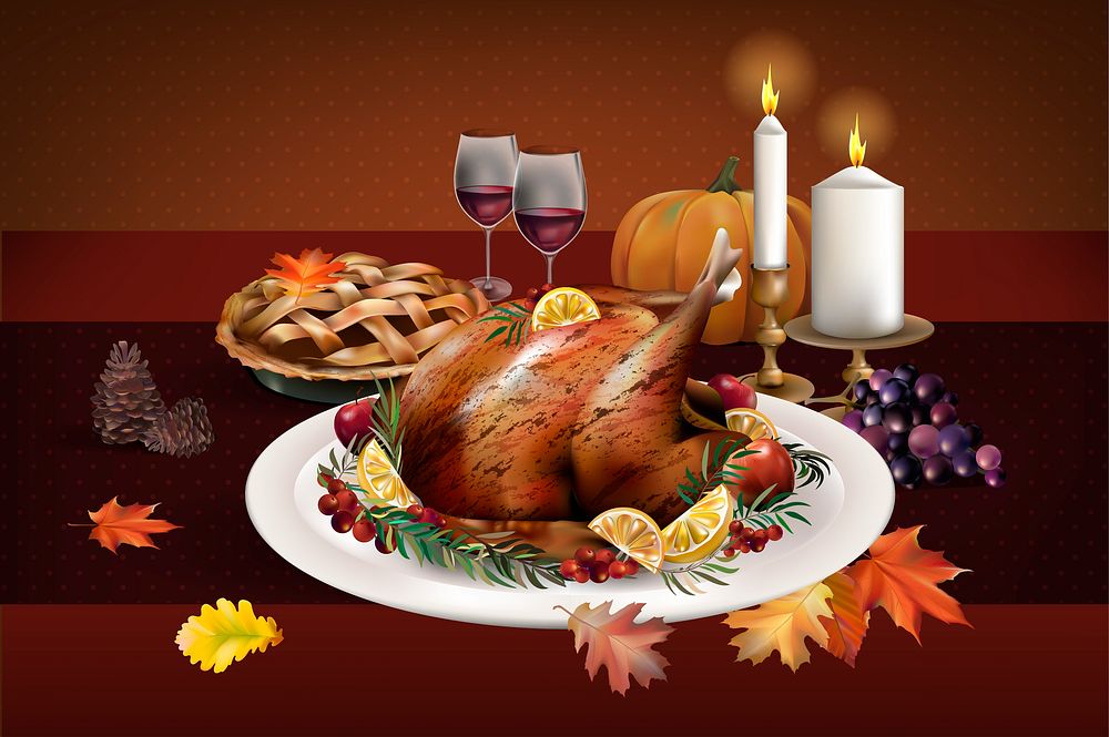 Illustration of turkey isolated on white background