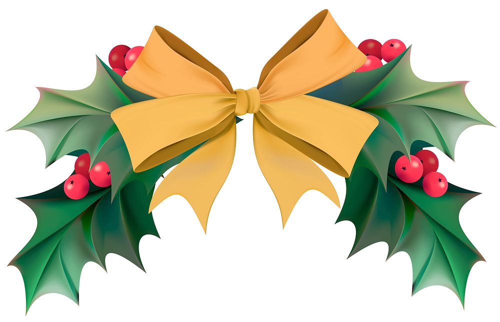 Illustration of Christmas wreath bow