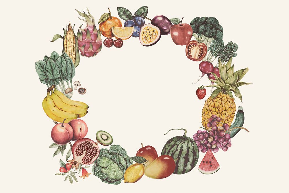 Vintage fruits frame illustration