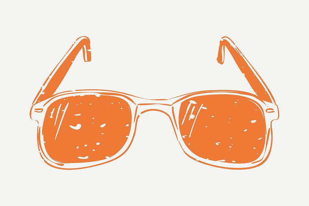Orange sunglasses linocut psd cute design element