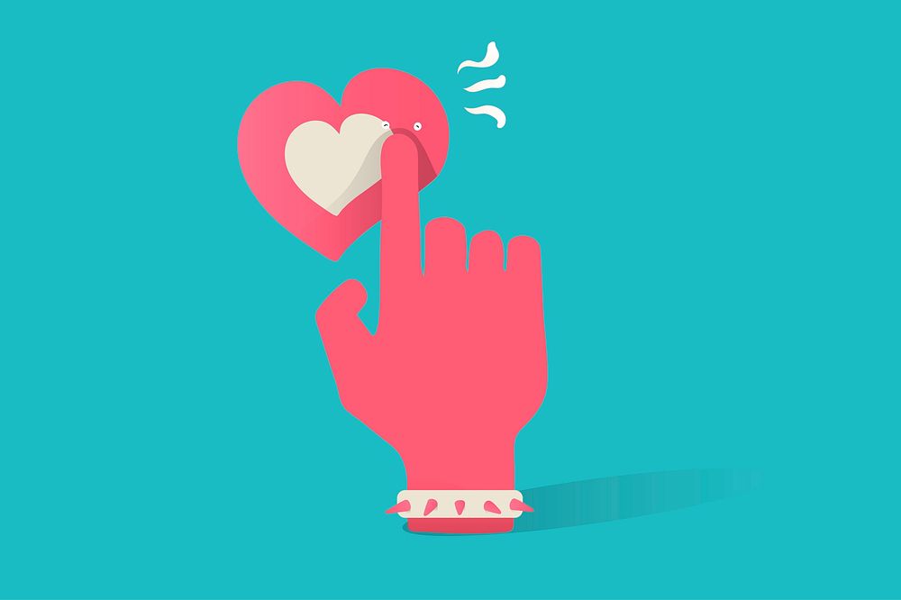 Illustration of love icon on blue background