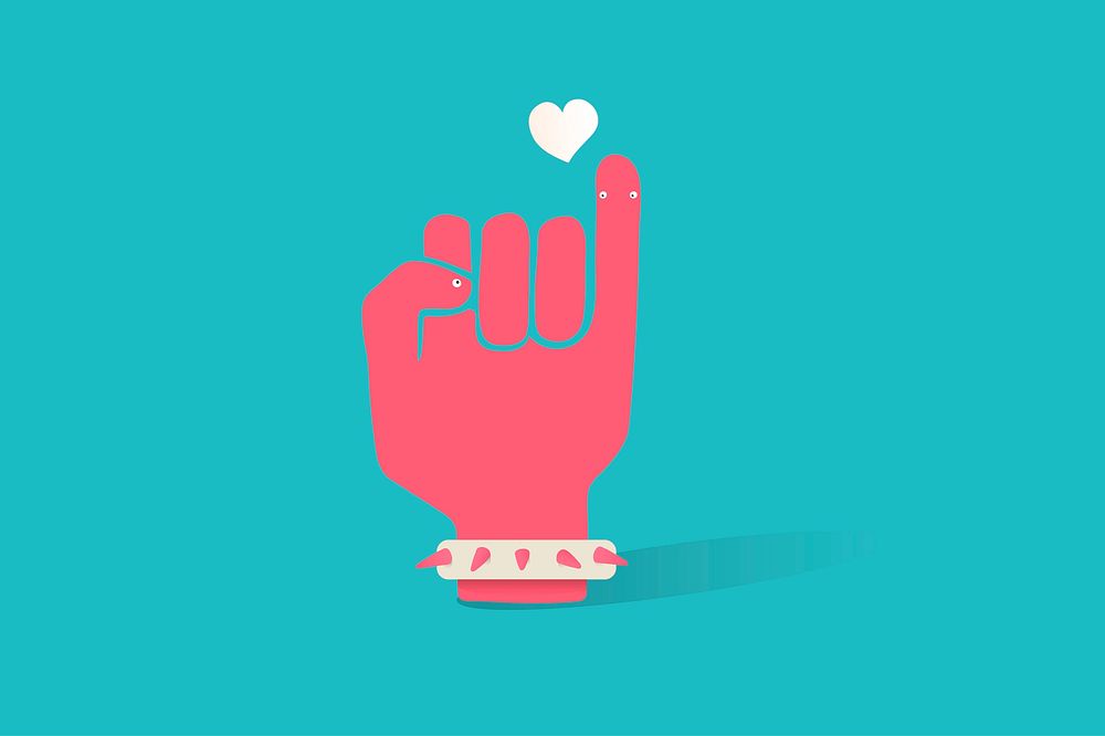 Illustration of pinky finger icon on blue background