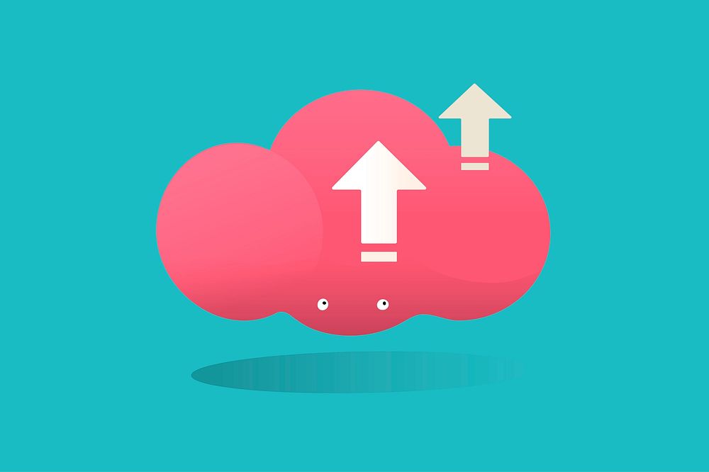 Illustration of cloud storage vector on blue background