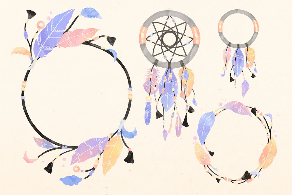 Boho dreamcatcher frame psd design space set