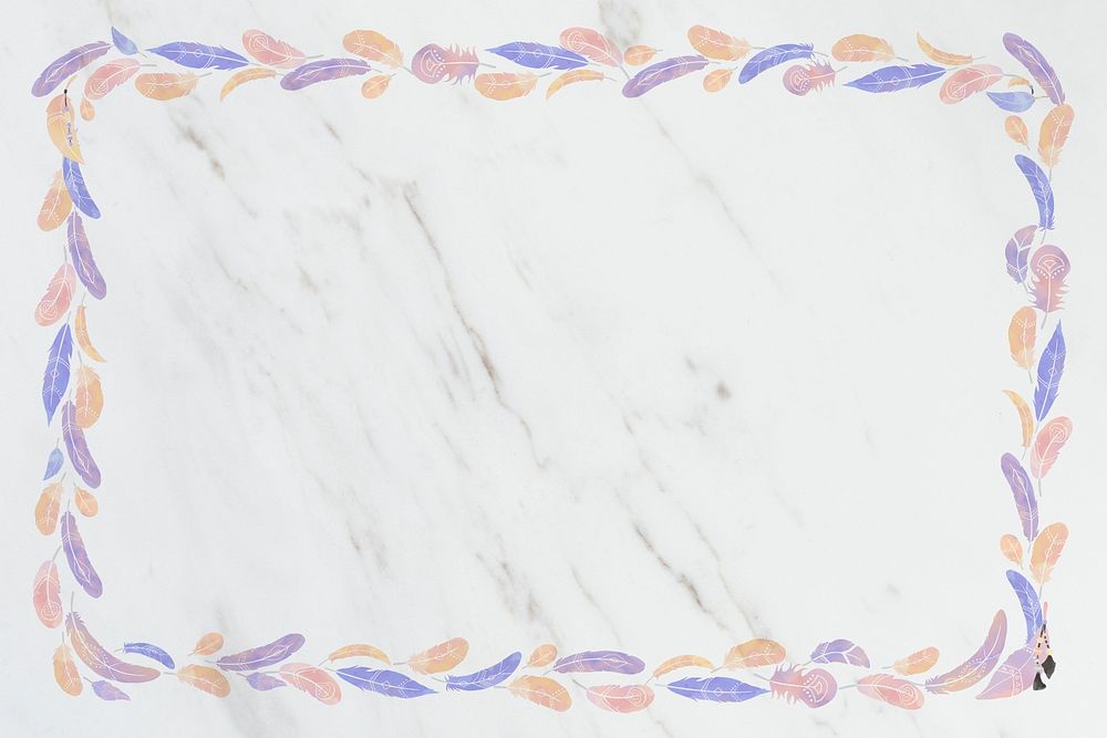 Bohemian frame psd pastel bead pattern marble background