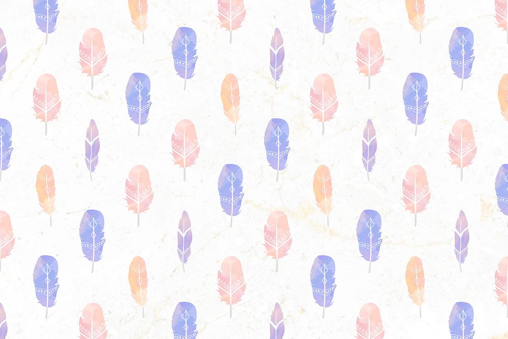 Pastel Boho feather pattern vector background