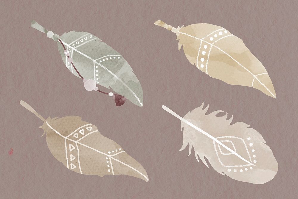 Earth tone Bohemian feather psd set