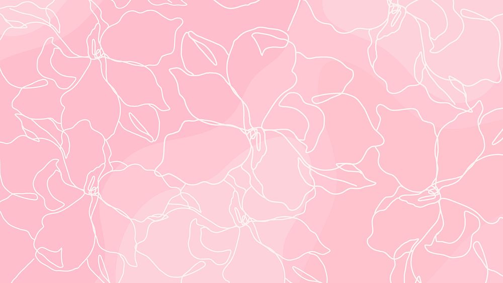 Flower pattern HD wallpaper, line art pink background