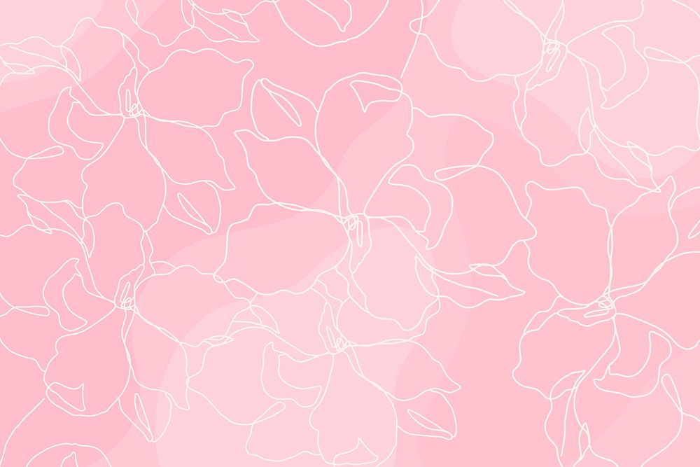 Flower drawing pattern psd pink background
