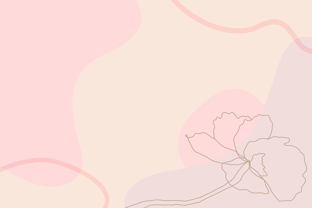Aesthetic floral wallpaper psd with line art flower