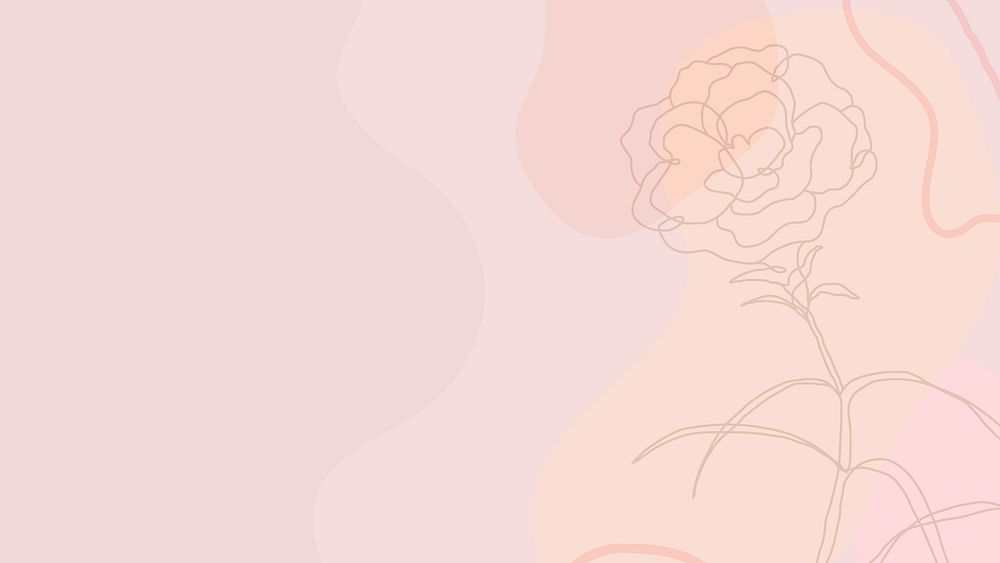 Rose pattern HD wallpaper, pastel pink background, feminine line art