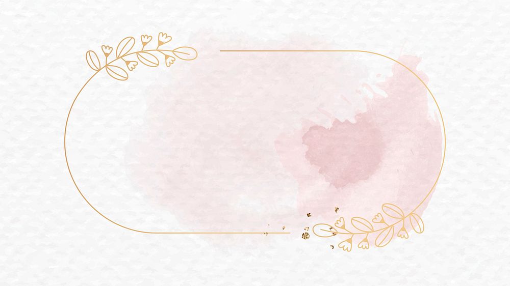 Frame vector in pink botanical ornament watercolor style